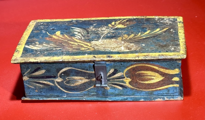 24-043.  A wonderful painted pine trinket box