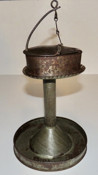 IPSWICH, MA BETTY LAMP AND STAND, 19th C.